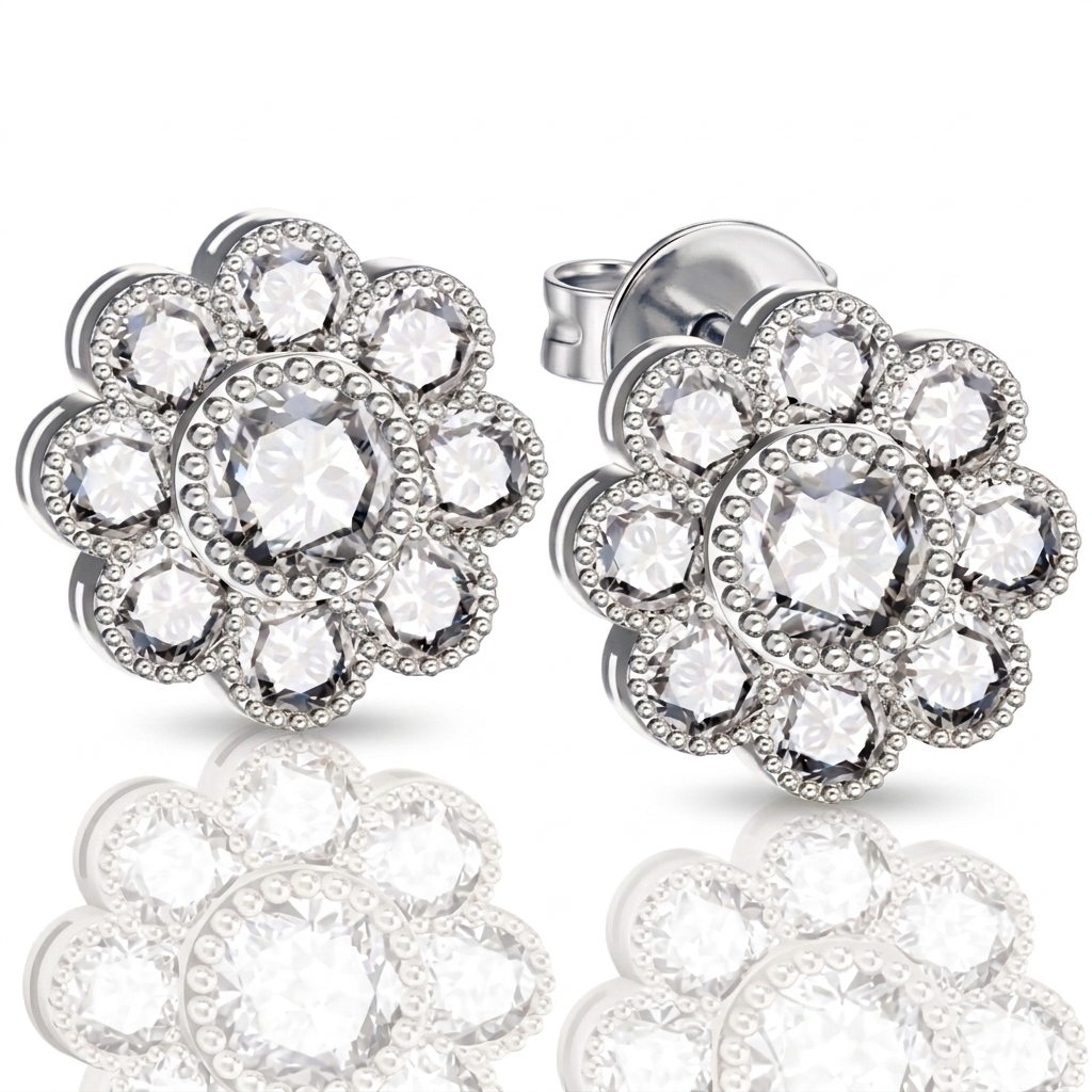 Boucles d'oreilles en or blanc 18 carats