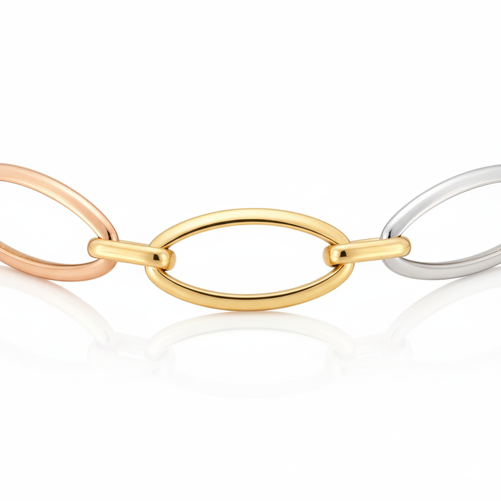 Bracelet or jaune, blanc, rouge 18 carats