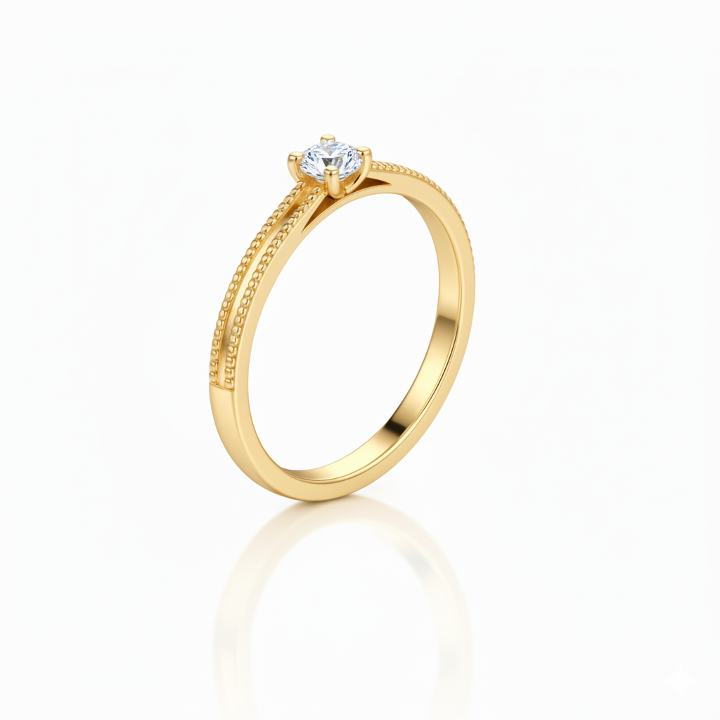 Solitaire en or jaune 18 carats
