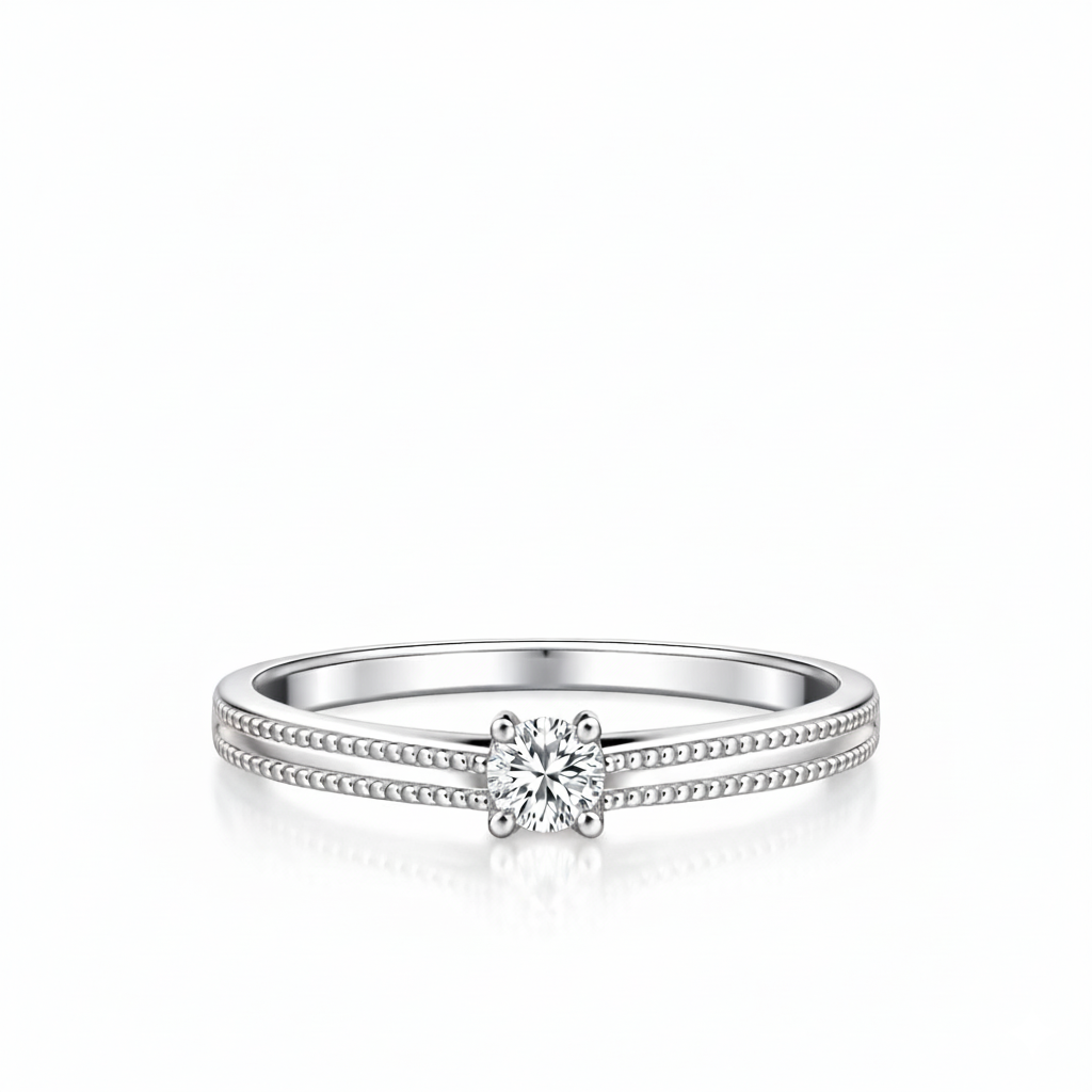 Solitaire en or blanc 18 carats