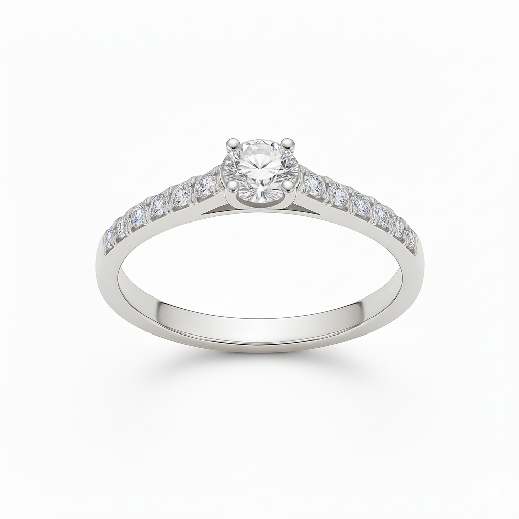 Solitaire en or blanc 18 carats