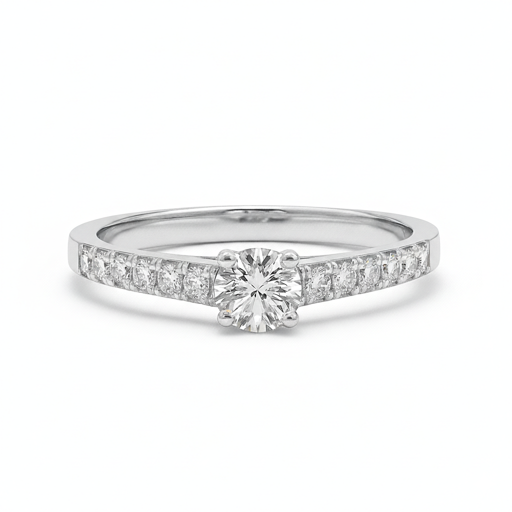 Solitaire en or blanc 18 carats