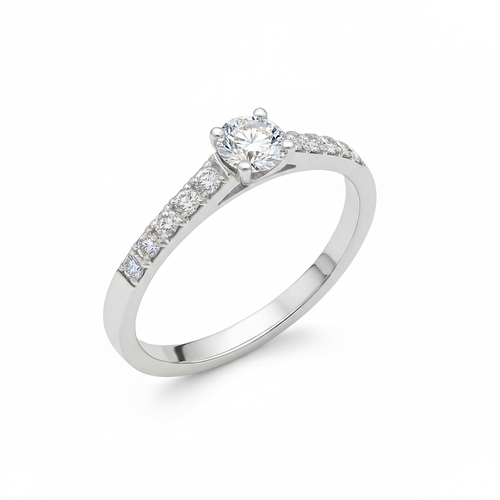Solitaire en or blanc 18 carats 