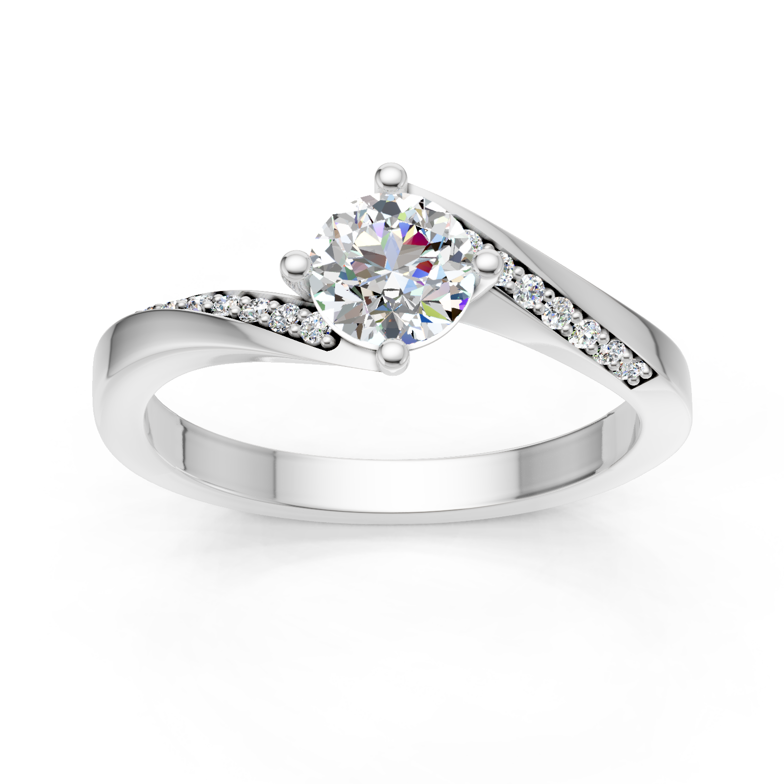 Solitaire en or blanc 18 carats