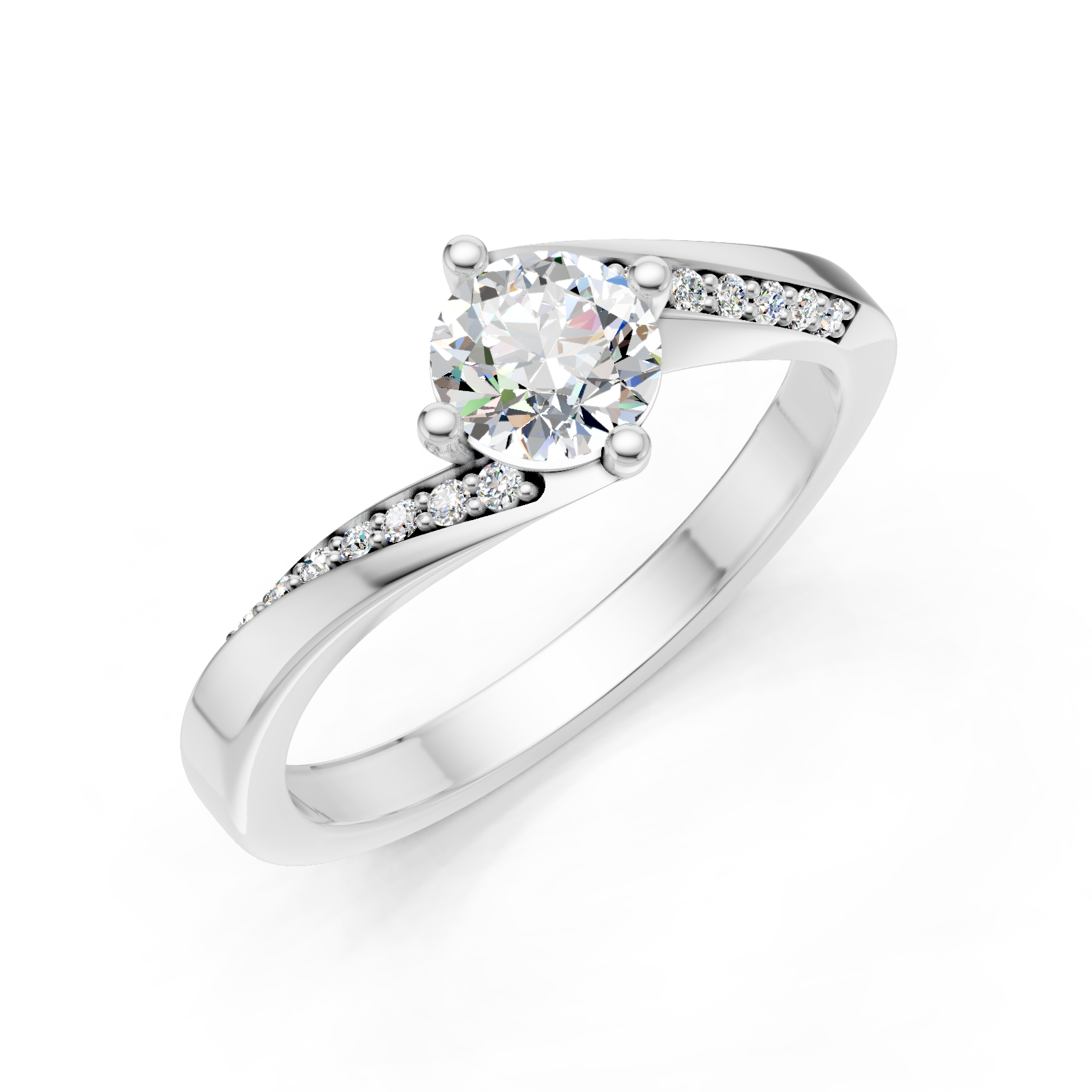 Solitaire en or blanc 18 carats