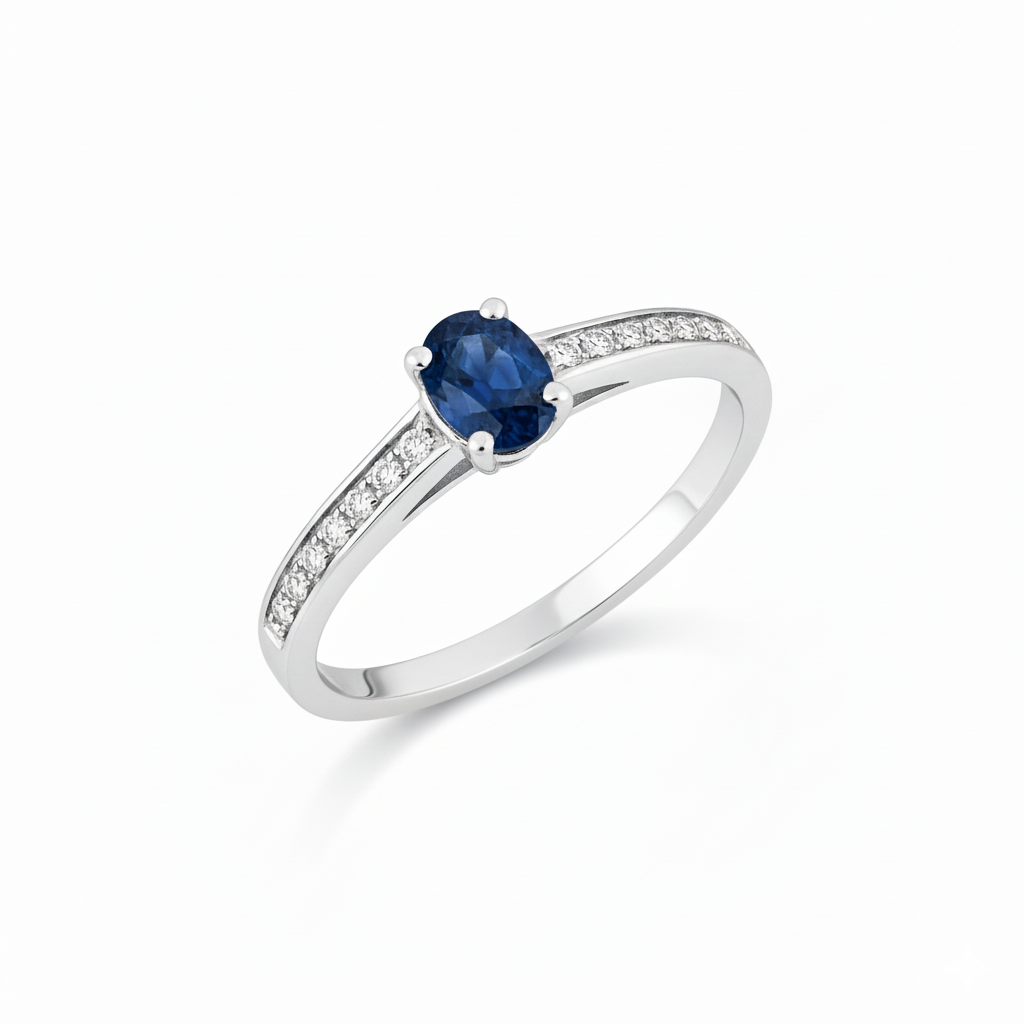 Solitaire en or blanc 18 carats