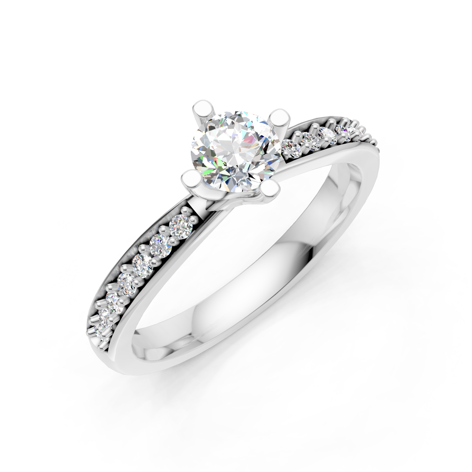 Solitaire en or blanc 18 carats