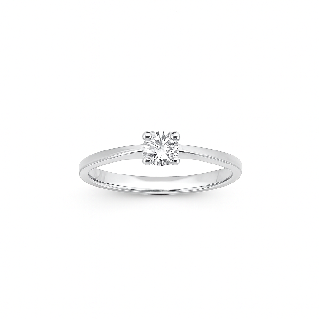 Solitaire en or blanc 18 carats
