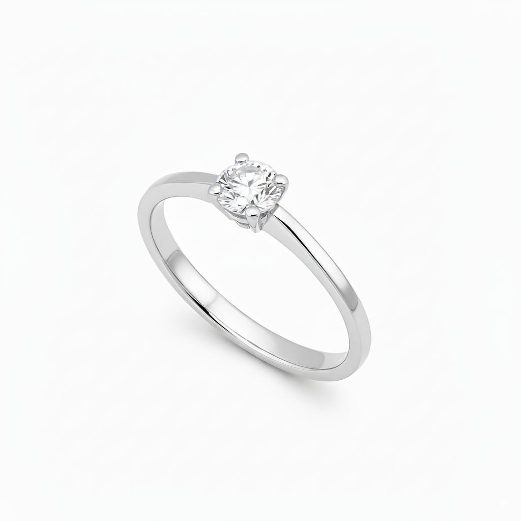 Solitaire en or blanc 18 carats