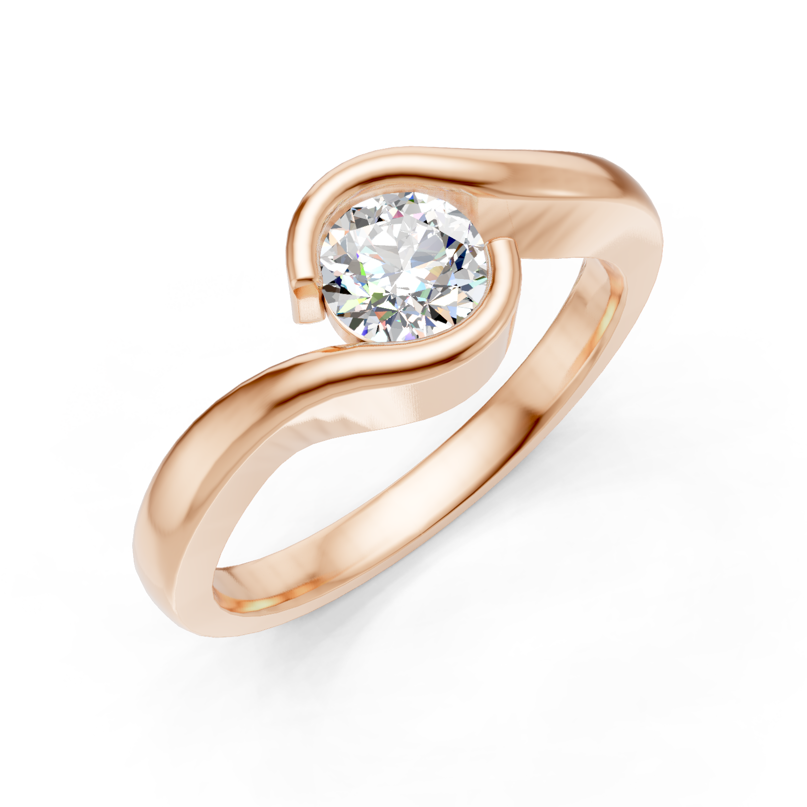 Solitaire en or rouge 18 carats 
