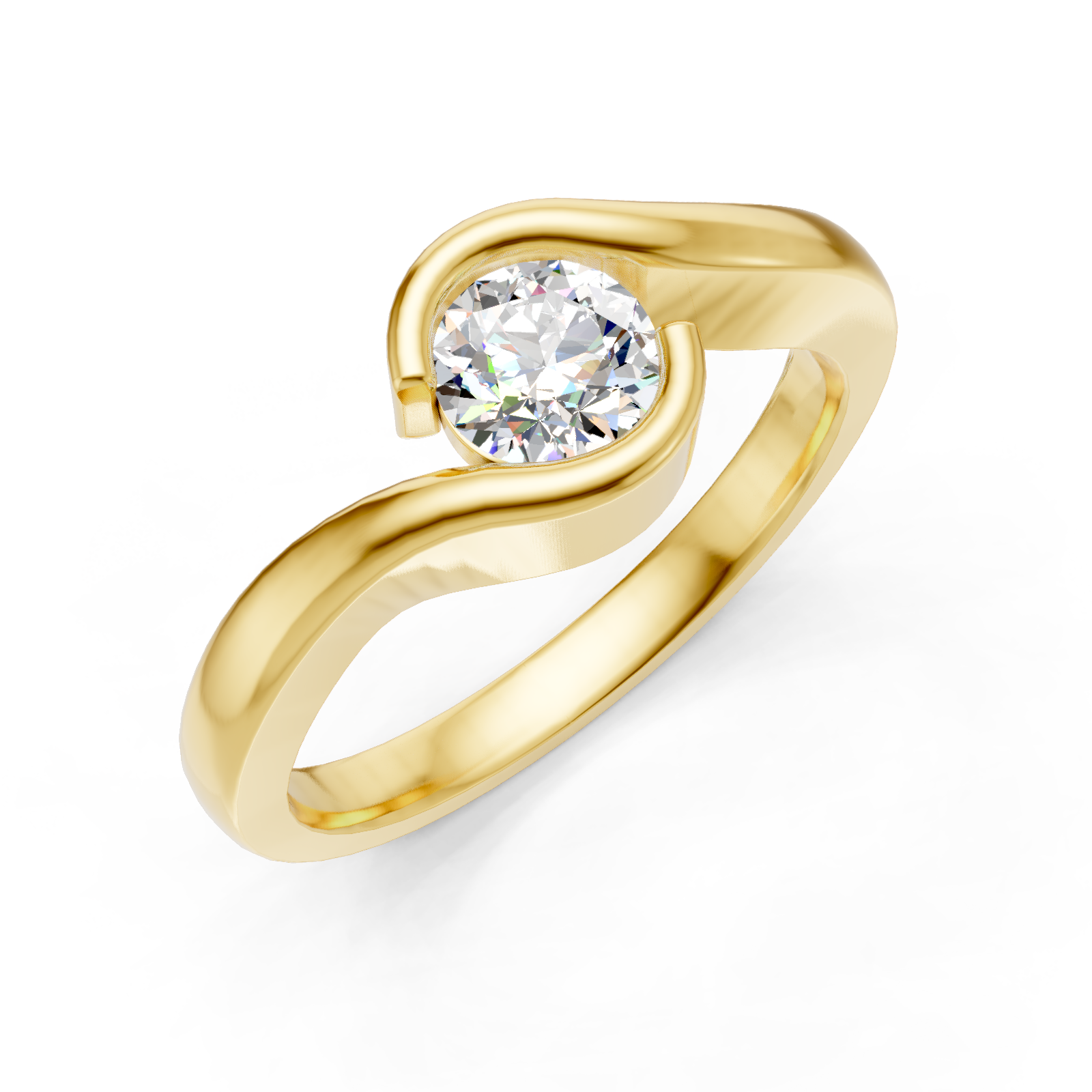 Solitaire en or jaune 18 carats