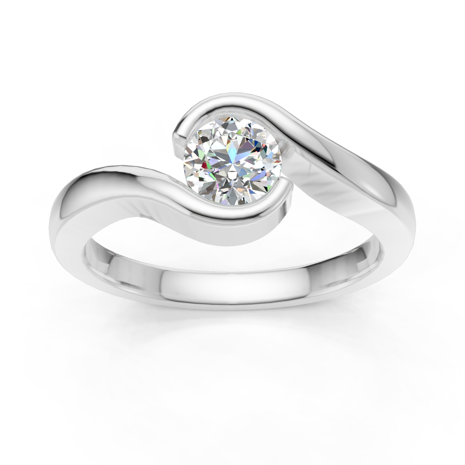 Solitaire en or blanc 18 carats