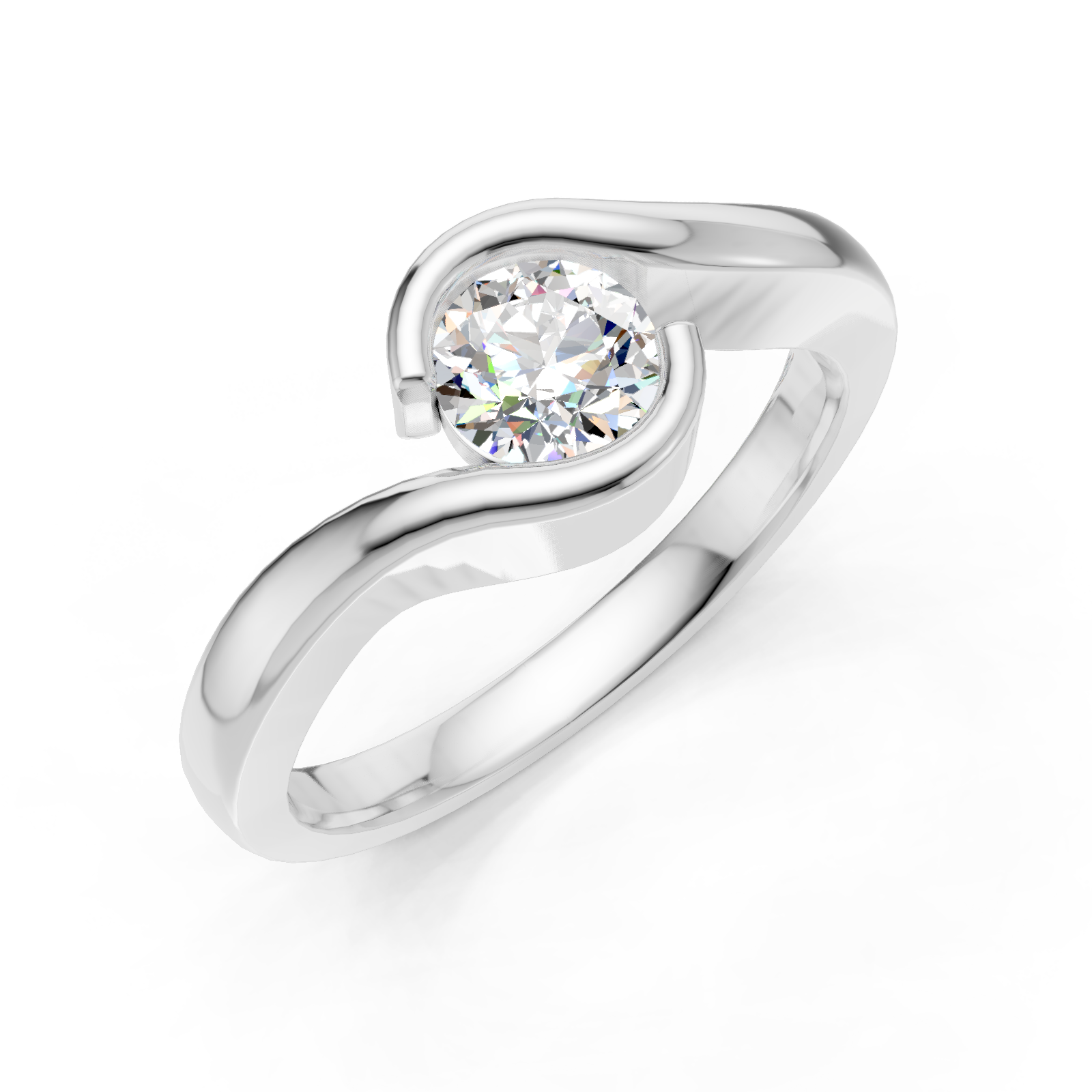 Solitaire en or blanc 18 carats
